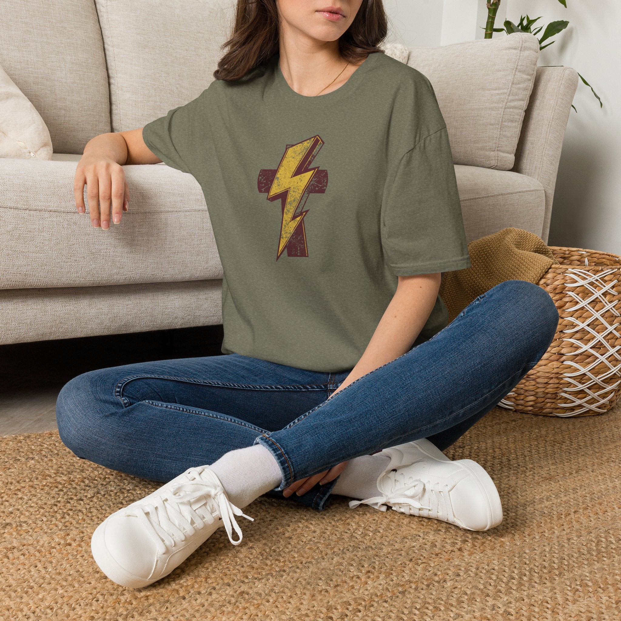 Vintage Lightning Bolt T-Shirt — Retro Distressed Yellow Bolt Tee