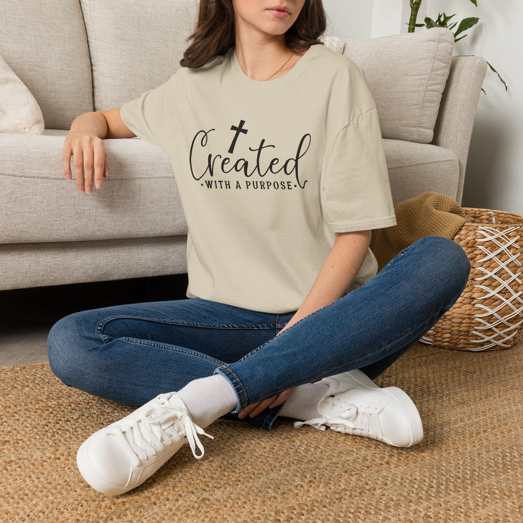 Created With a Purpose Christian T-Shirt — Faith Cross Inspirational Tee