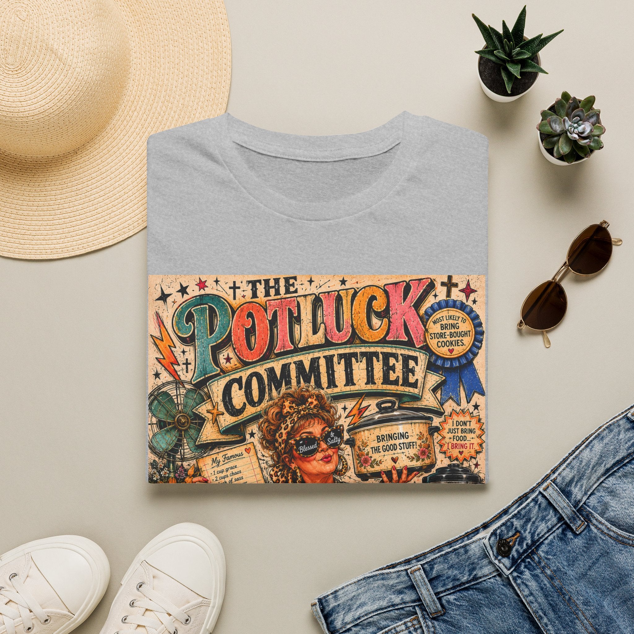 Potluck Committee T-Shirt — Vintage Retro Funny 'The Potluck Committee' Graphic Tee