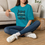 Jesus Knows I’m Trying Christian T-Shirt