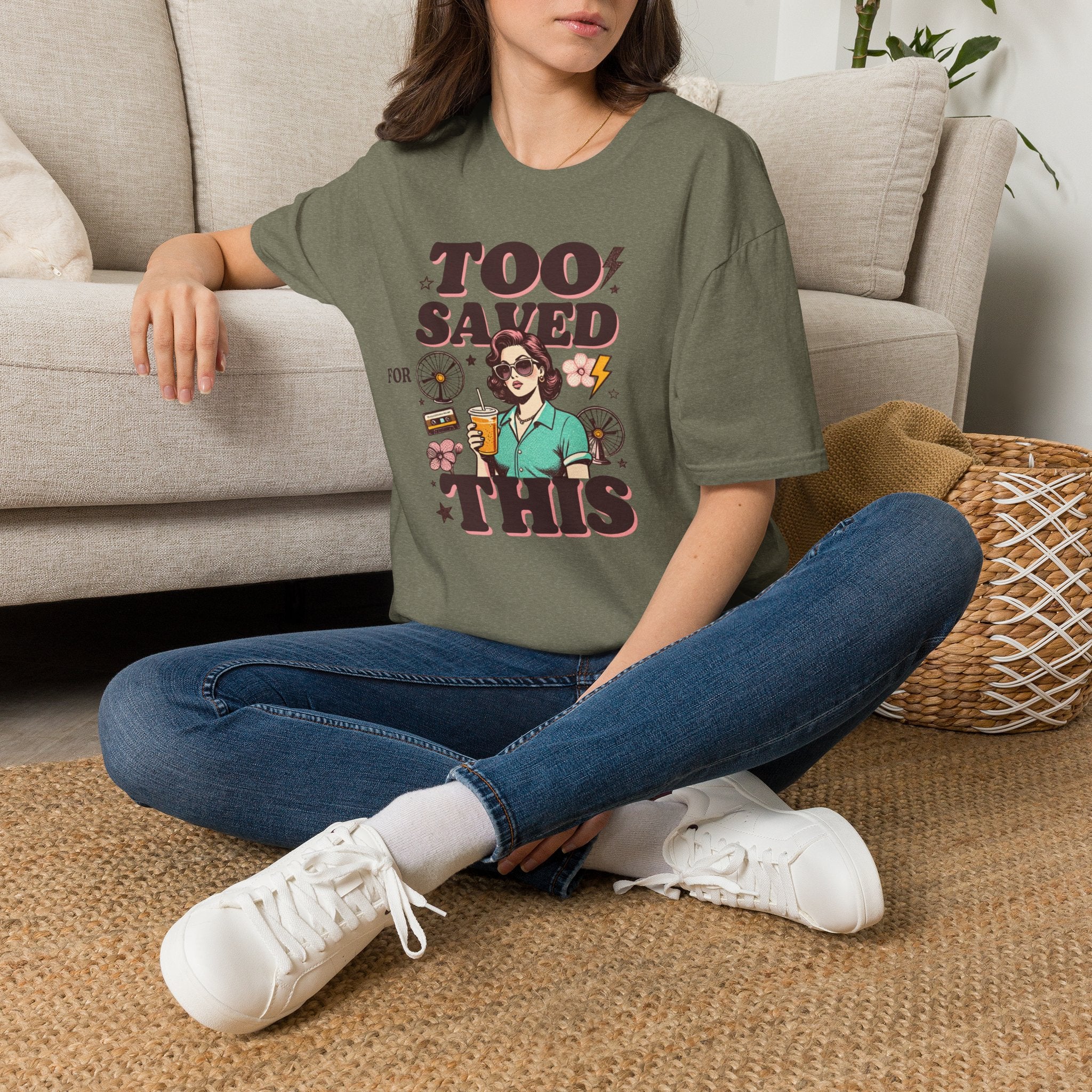 Too Saved For This T-Shirt — Retro Woman Graphic Christian Faith Tee