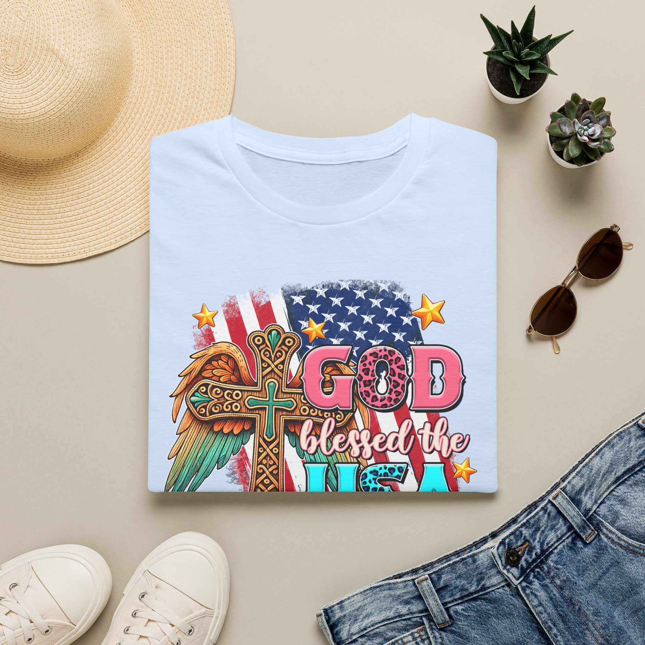 God Blessed the USA T-Shirt — Patriotic Christian Flag Tee