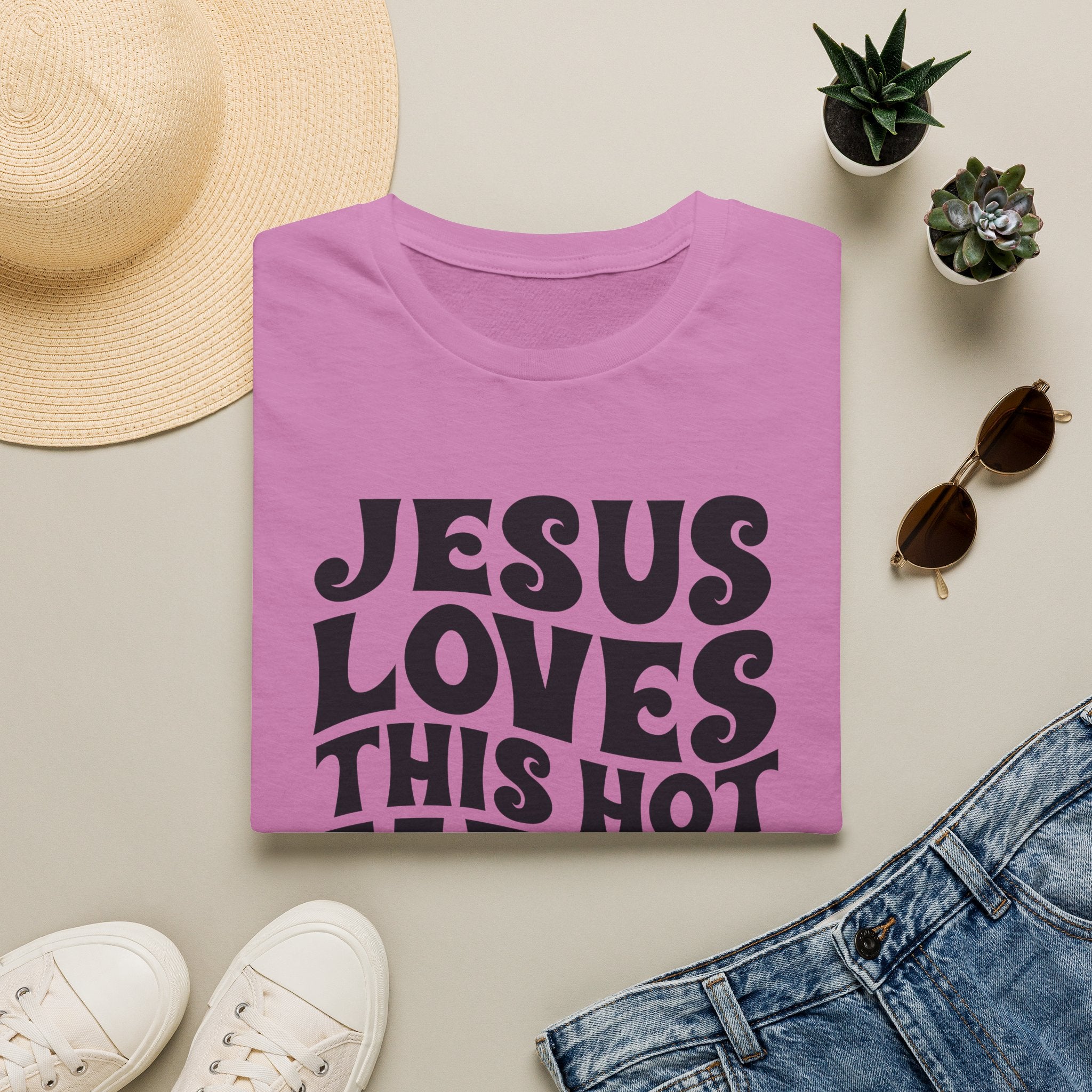 Christian Graphic T‑Shirt — "Jesus Loves This Hot Mess"
