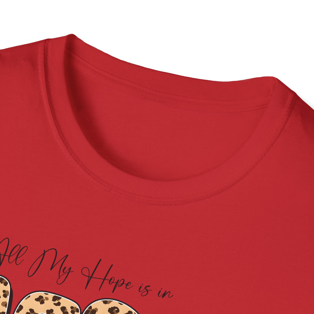 Jesus Leopard Print T-Shirt — "All My Hope Is In Jesus" Floral Faith Tee