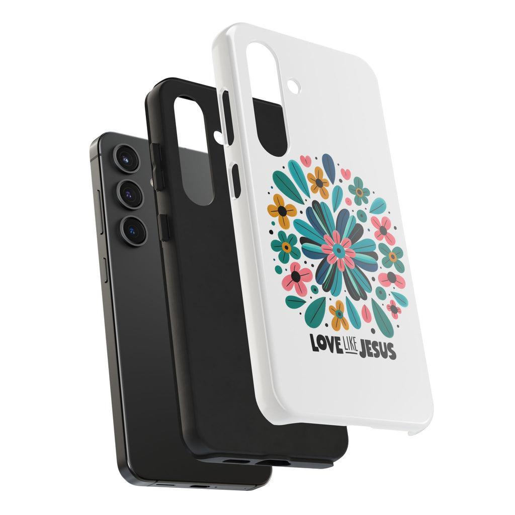 Tough Phone Case — “Love Like Jesus” Floral Christian iPhone Case