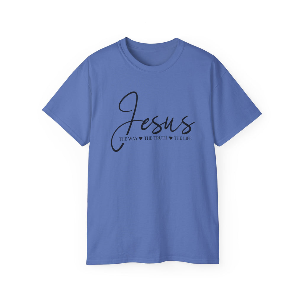Jesus Script Tee — "Jesus: The Way The Truth The Life" Christian Faith T-Shirt