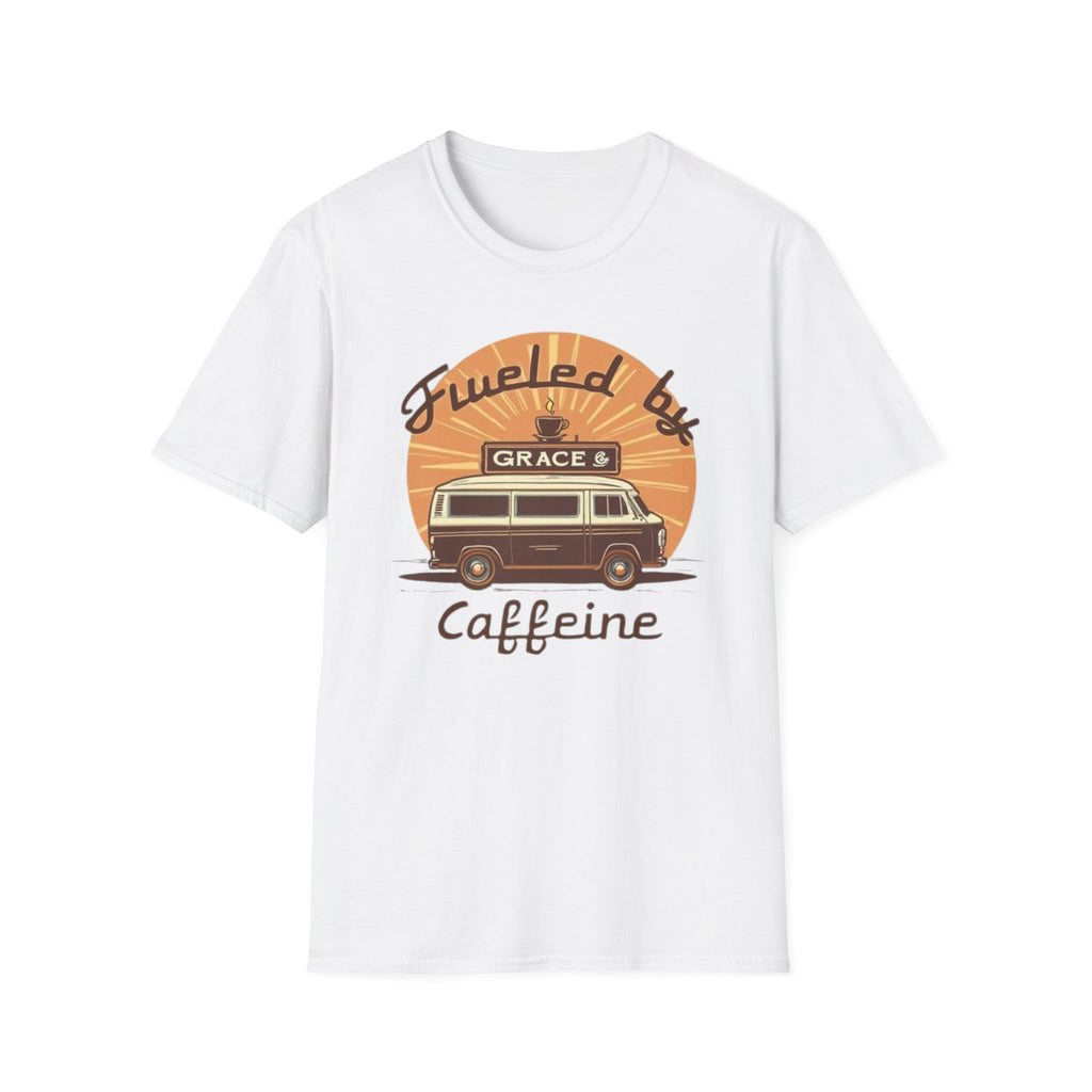 Fueled by Grace & Caffeine Van T-Shirt — Retro Coffee Roadtrip Tee