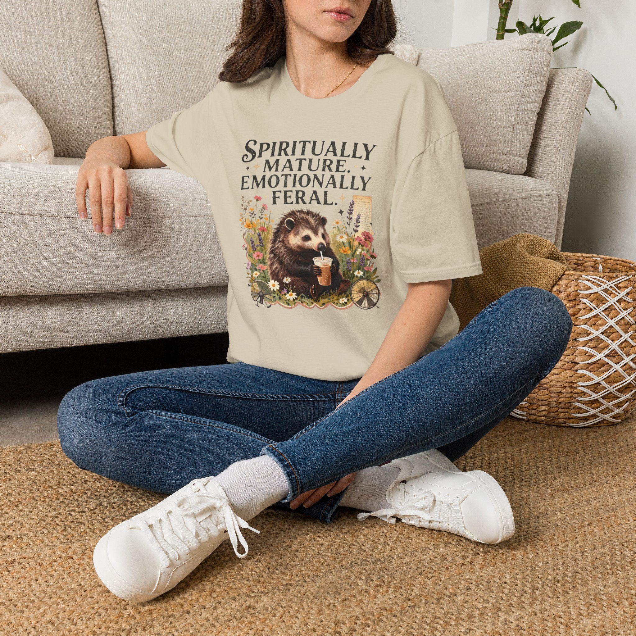 "Spiritually Mature, Emotionally Feral" Hedgehog Graphic Tee