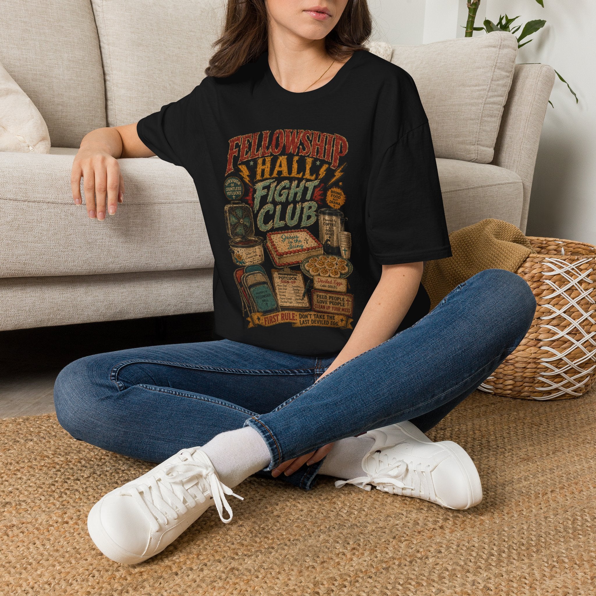Fellowship Hall Fight Club T-Shirt — Vintage Church Game Night Tee