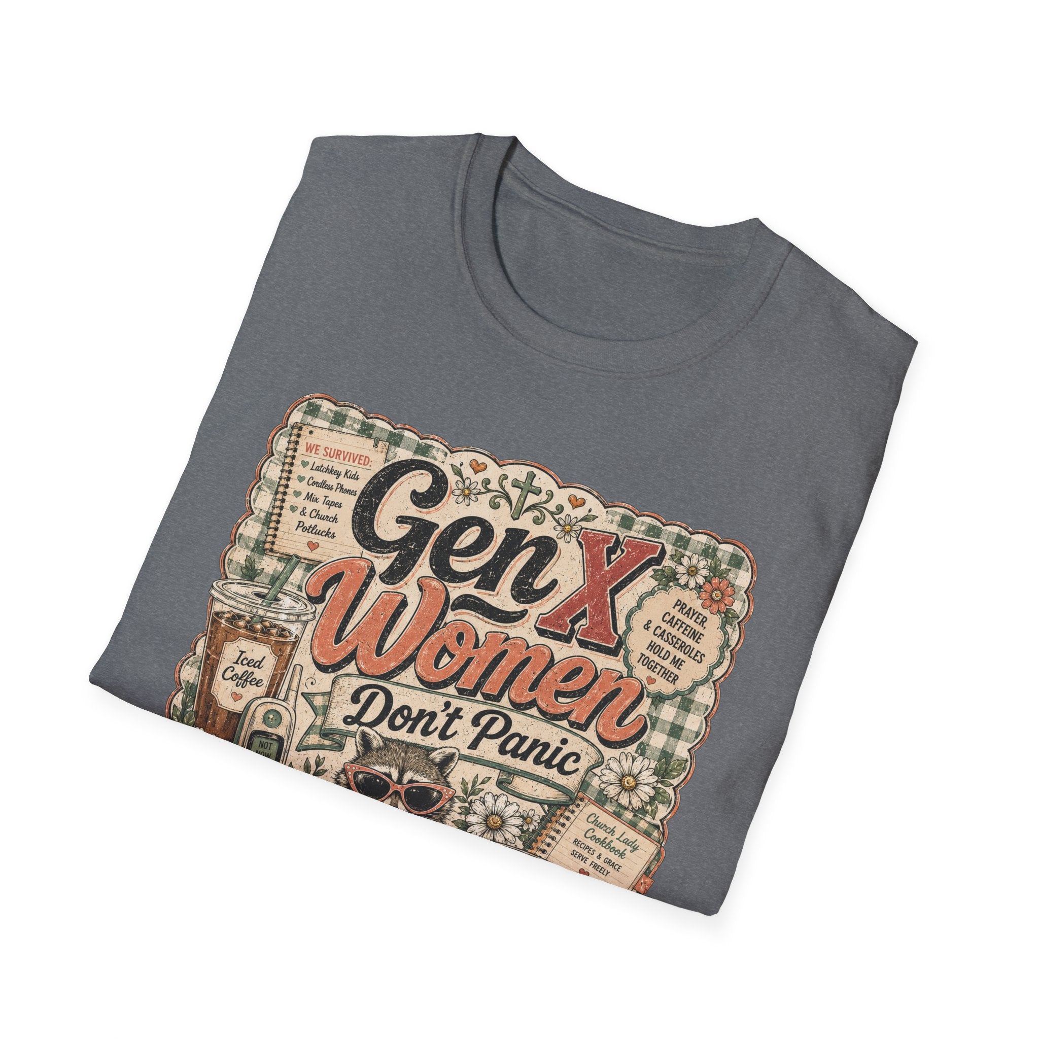 Gen X Women Don't Panic T-Shirt — Retro Raccoon Vintage Graphic Tee