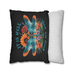 Dragonfly Floral Pillowcase — "It Is Well With My Soul" Decorative Throw Pillow Cover