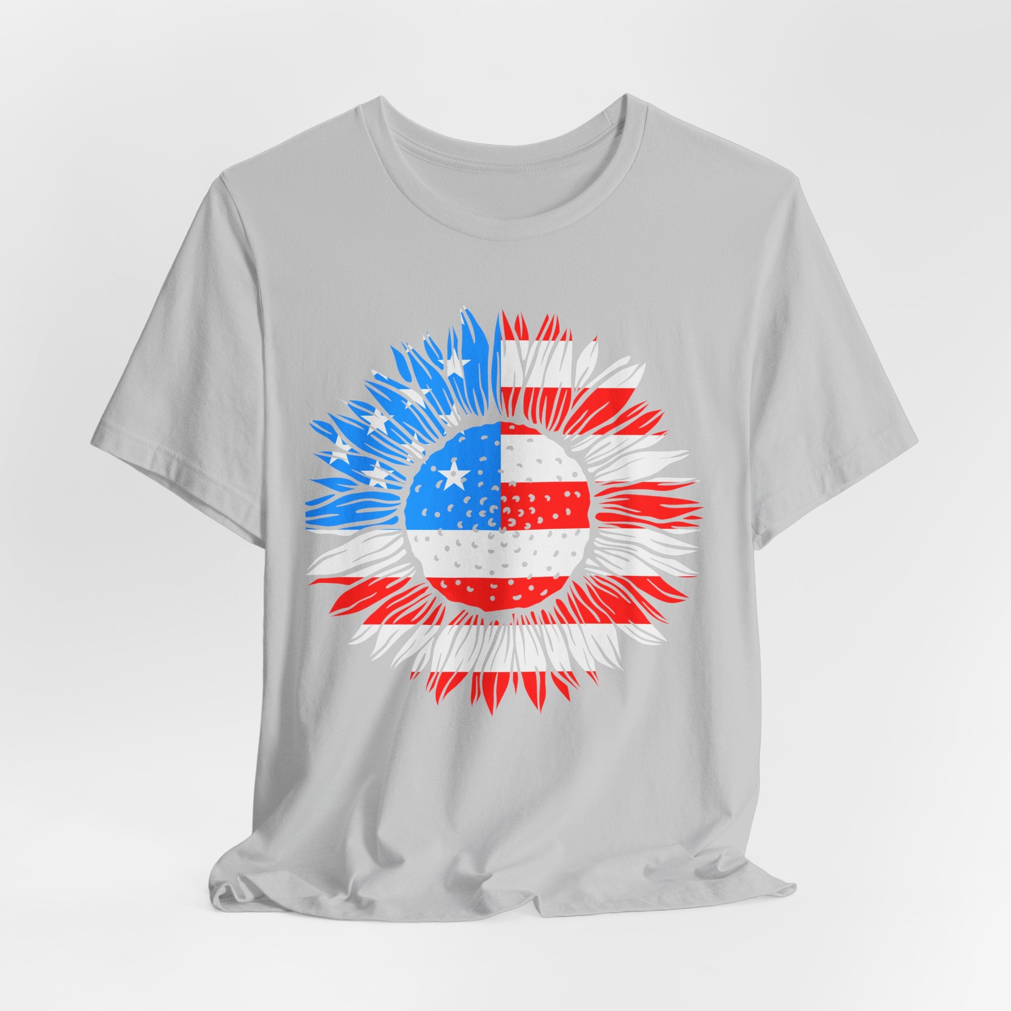American Flag Sunflower T-Shirt — Patriotic USA Floral Tee for 4th of July