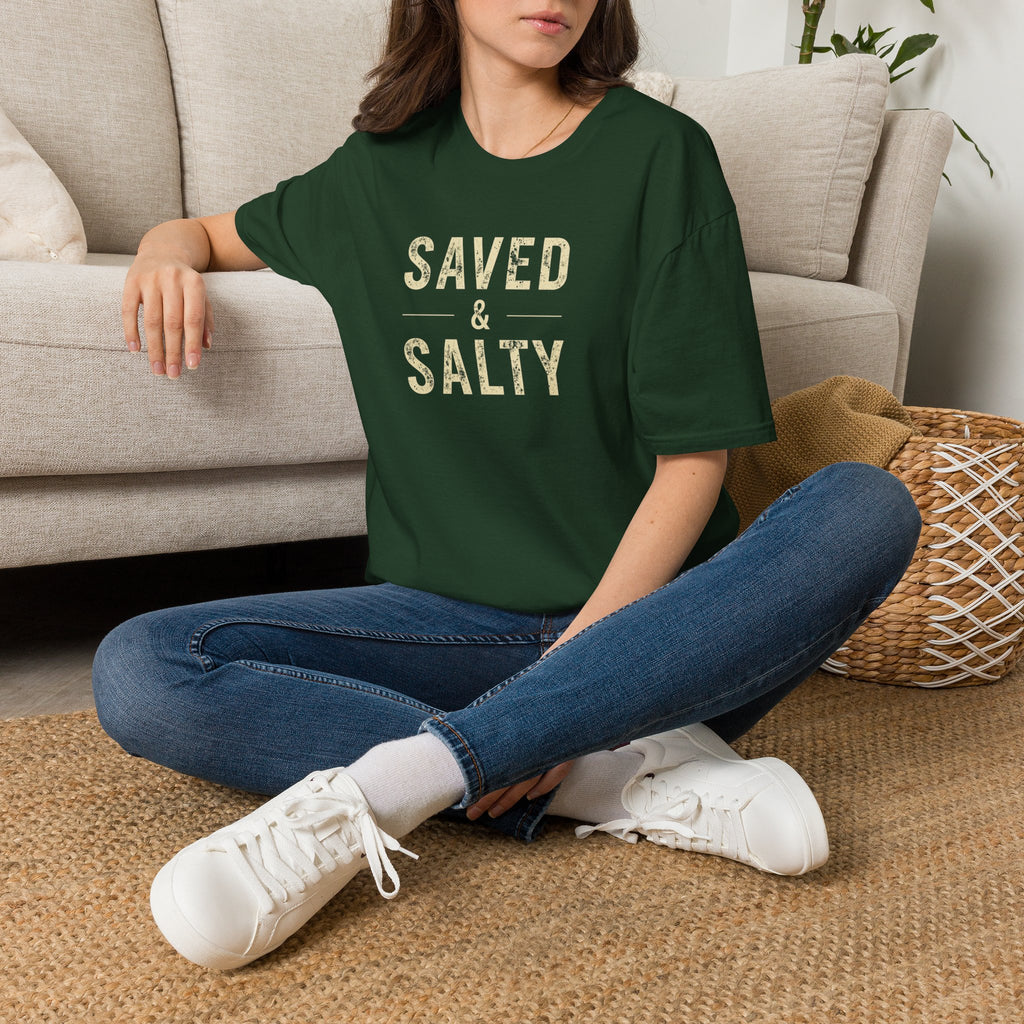 Saved & Salty T‑Shirt — Christian Beachy Faith Graphic Tee
