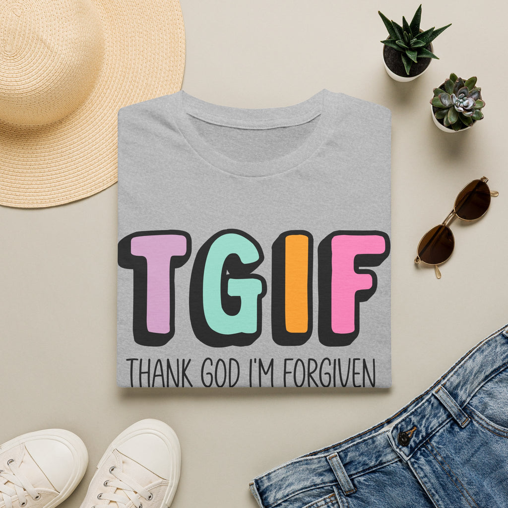 TGIF "Thank God I’m Forgiven" T-Shirt — Colorful Christian Faith Tee