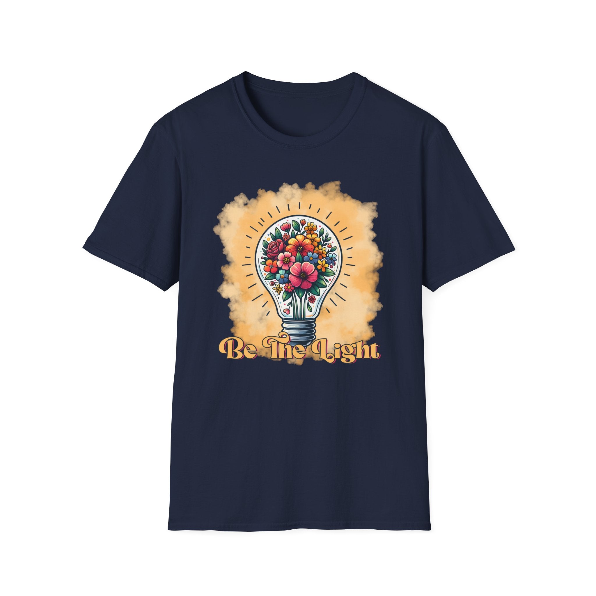 Be The Light Graphic T-Shirt — Floral Lightbulb Inspirational Tee