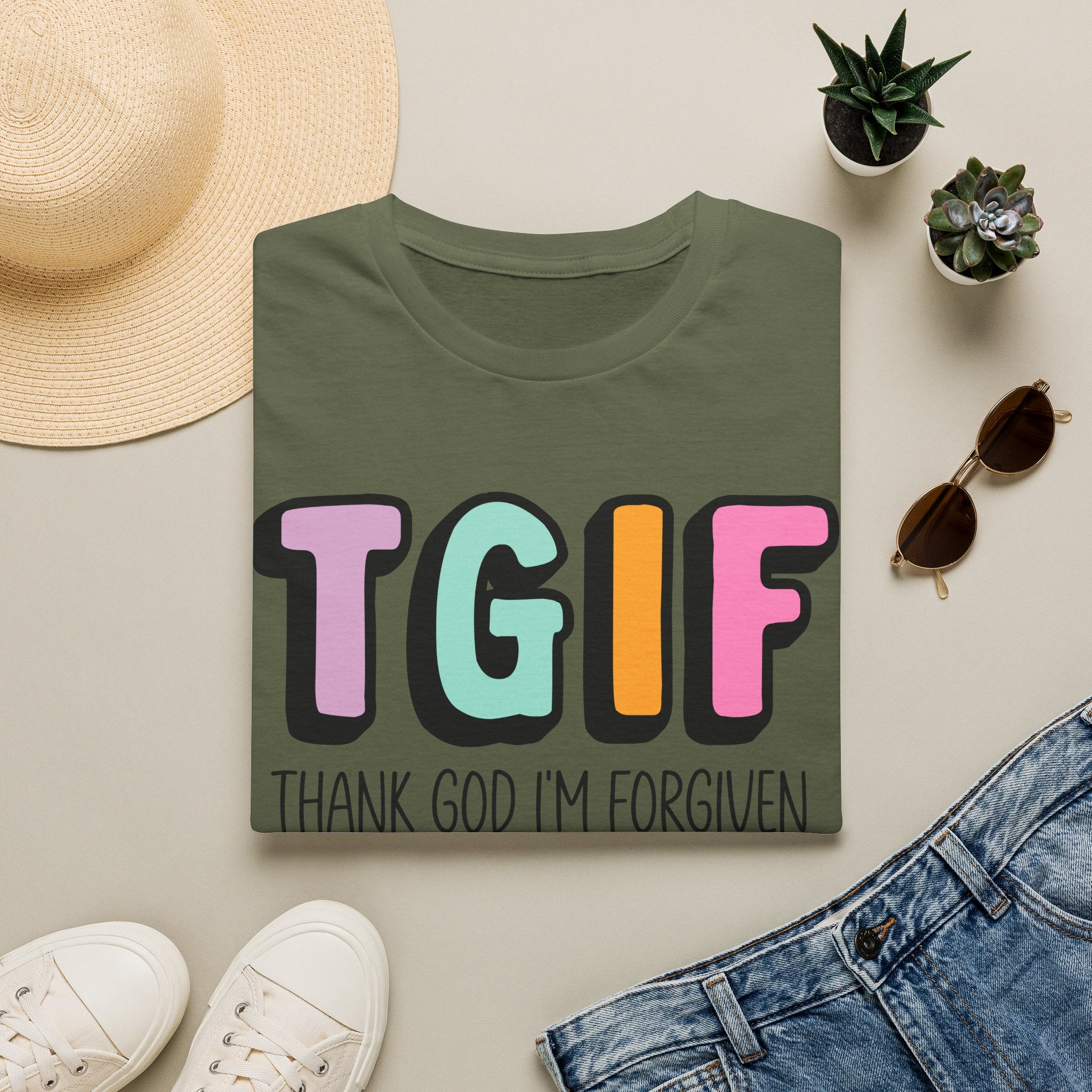 TGIF "Thank God I’m Forgiven" T-Shirt — Colorful Christian Faith Tee