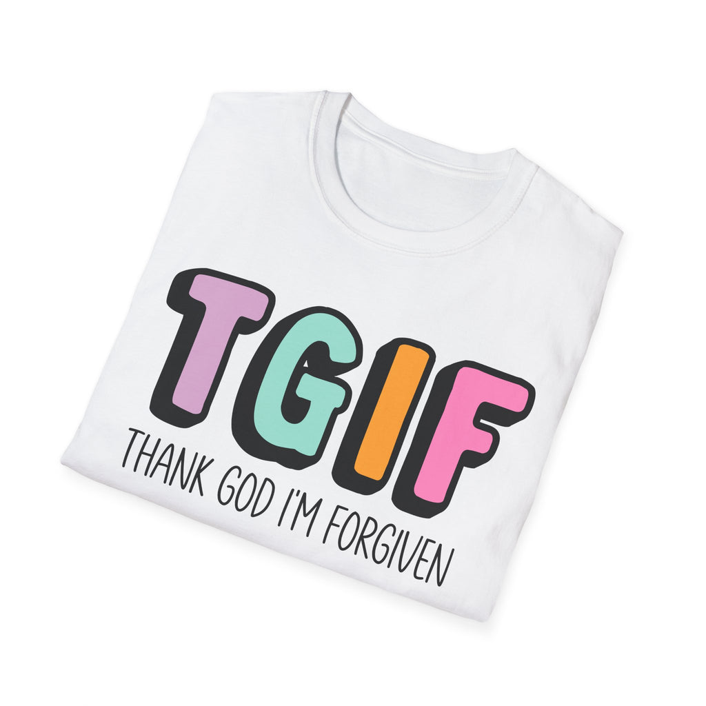 TGIF "Thank God I’m Forgiven" T-Shirt — Colorful Christian Faith Tee
