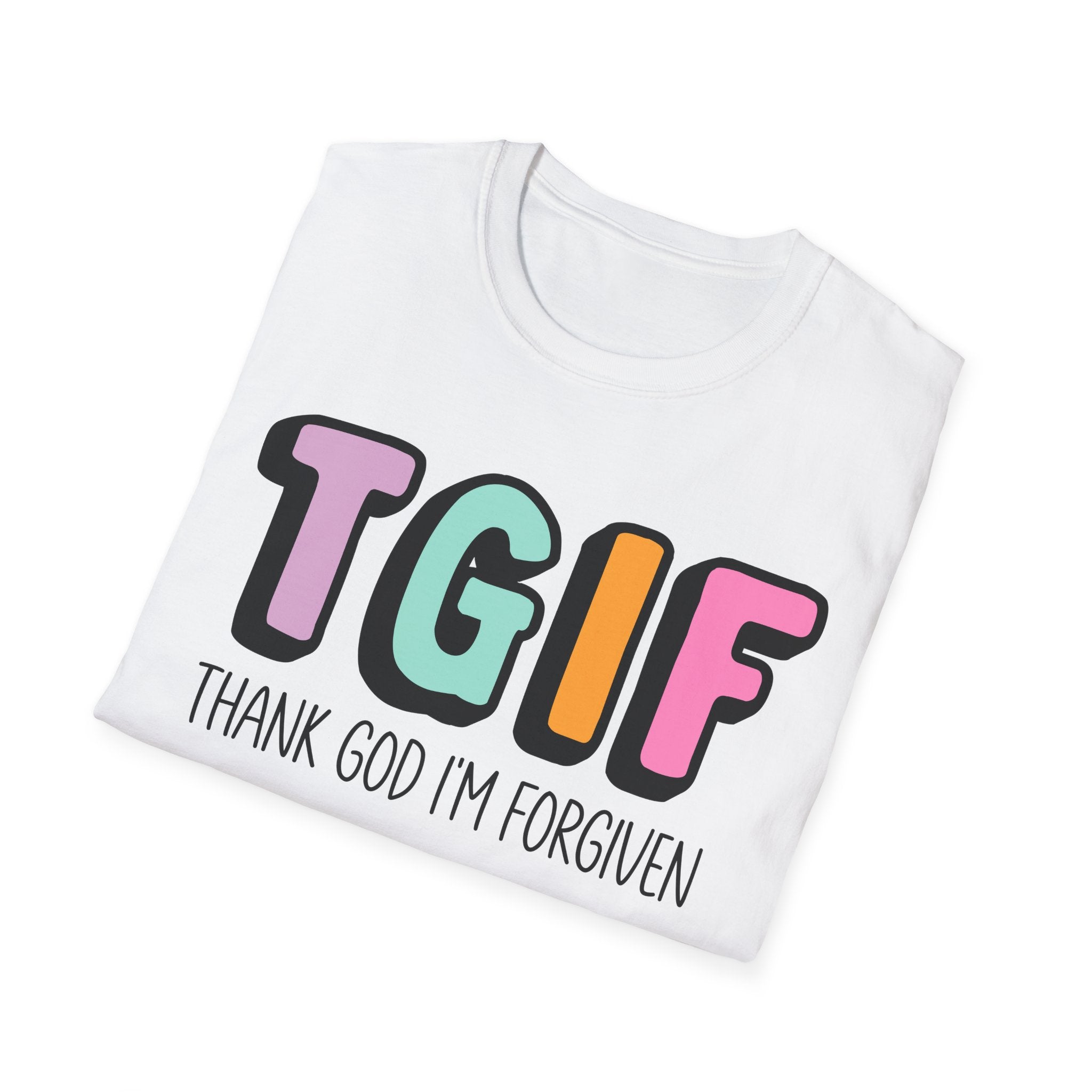 TGIF "Thank God I’m Forgiven" T-Shirt — Colorful Christian Faith Tee