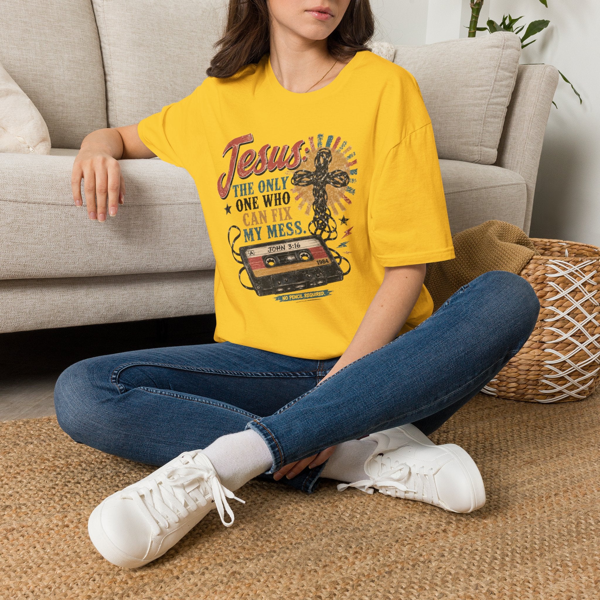 Jesus Can Fix My Mess T-Shirt — Retro Cassette Christian Tee