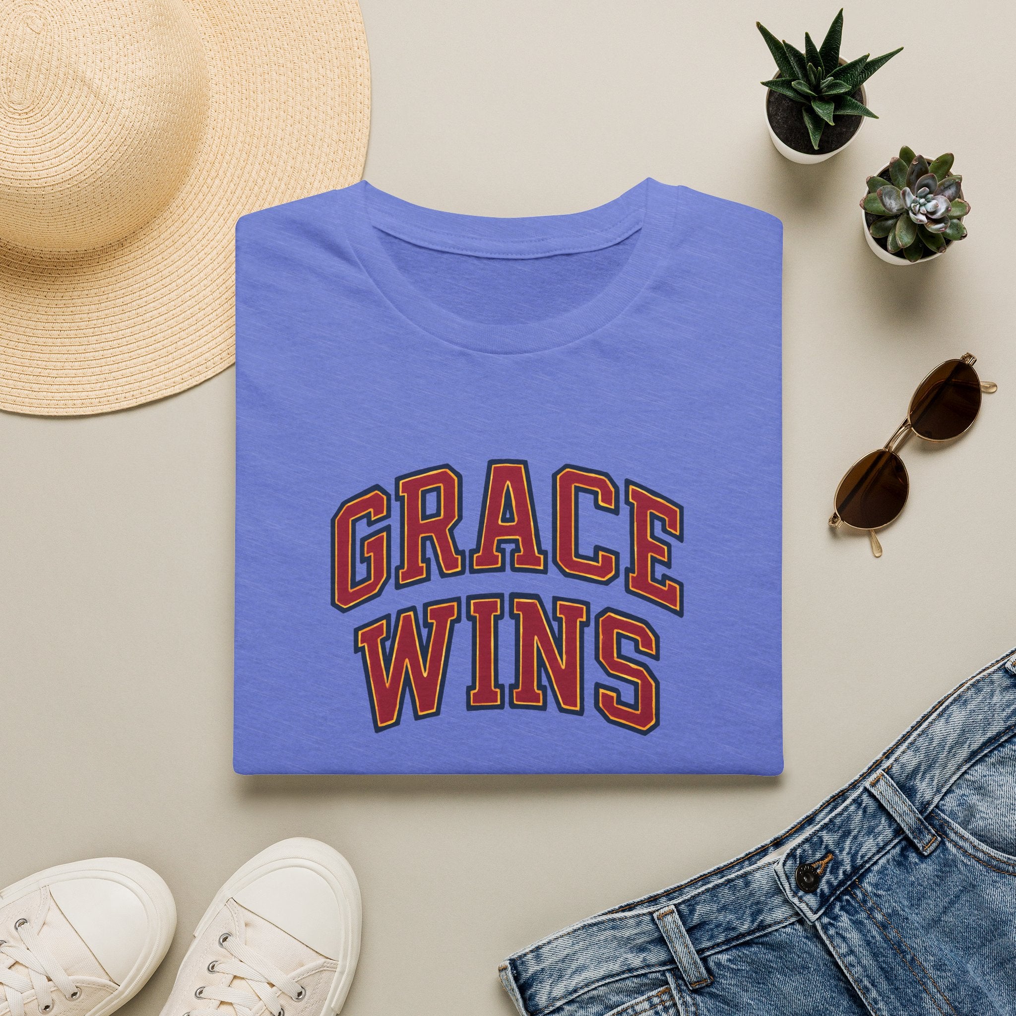 Grace Wins Bold Text T-Shirt