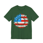 American Flag Sunflower T-Shirt — Patriotic USA Floral Tee for 4th of July