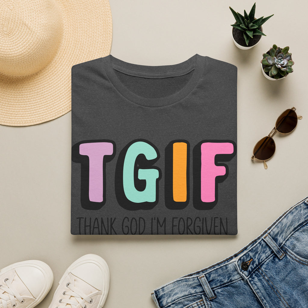 TGIF "Thank God I’m Forgiven" T-Shirt — Colorful Christian Faith Tee