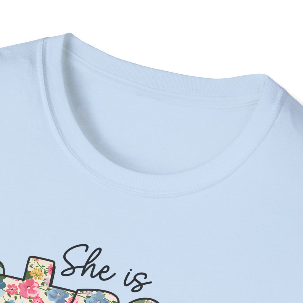 She Is Strong Floral T‑Shirt — Proverbs 31:25 Inspirational Women’s Tee