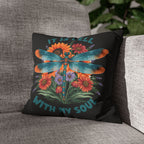 Dragonfly Floral Pillowcase — "It Is Well With My Soul" Decorative Throw Pillow Cover