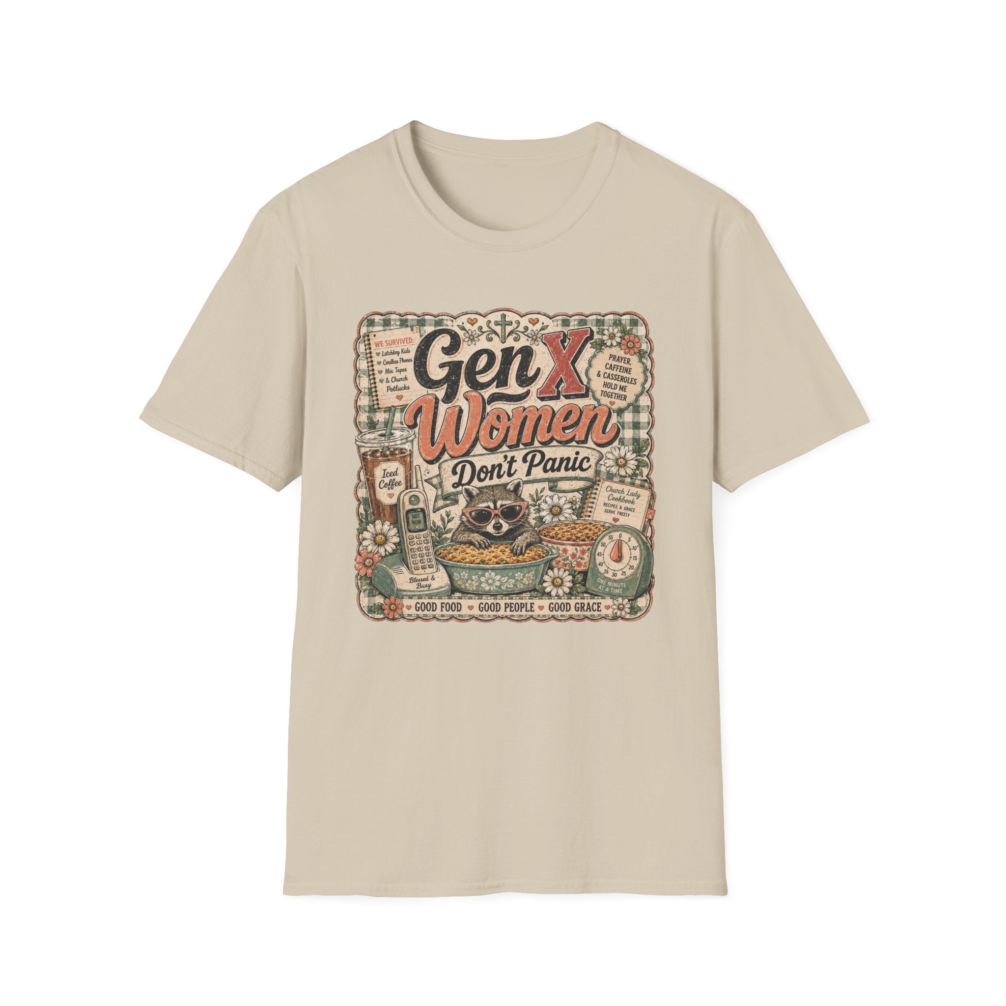 Gen X Women Don't Panic T-Shirt — Retro Raccoon Vintage Graphic Tee