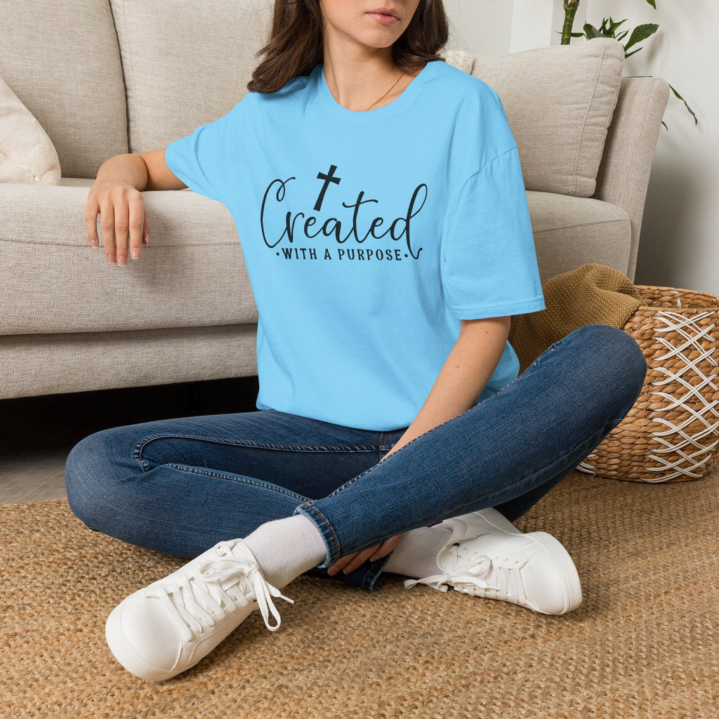 Created With a Purpose Christian T-Shirt — Faith Cross Inspirational Tee
