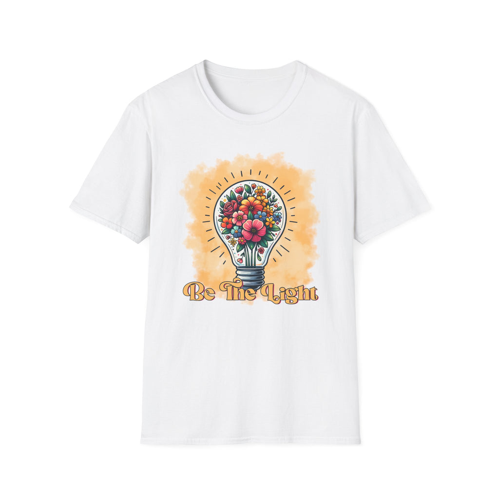 Be The Light Graphic T-Shirt — Floral Lightbulb Inspirational Tee