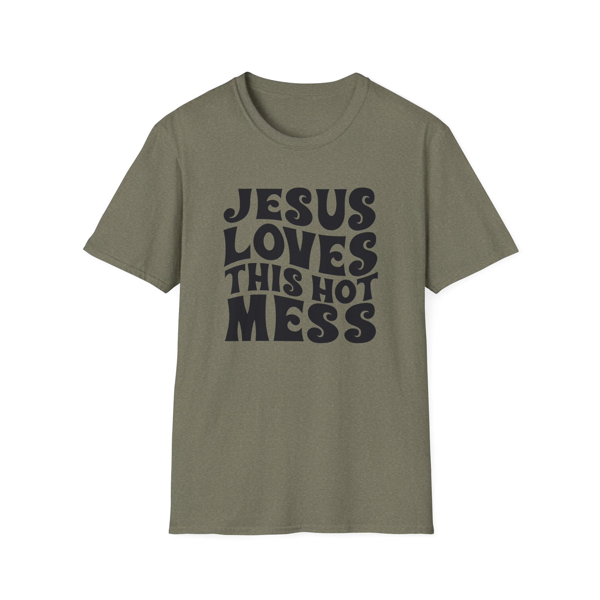Christian Graphic T‑Shirt — "Jesus Loves This Hot Mess"