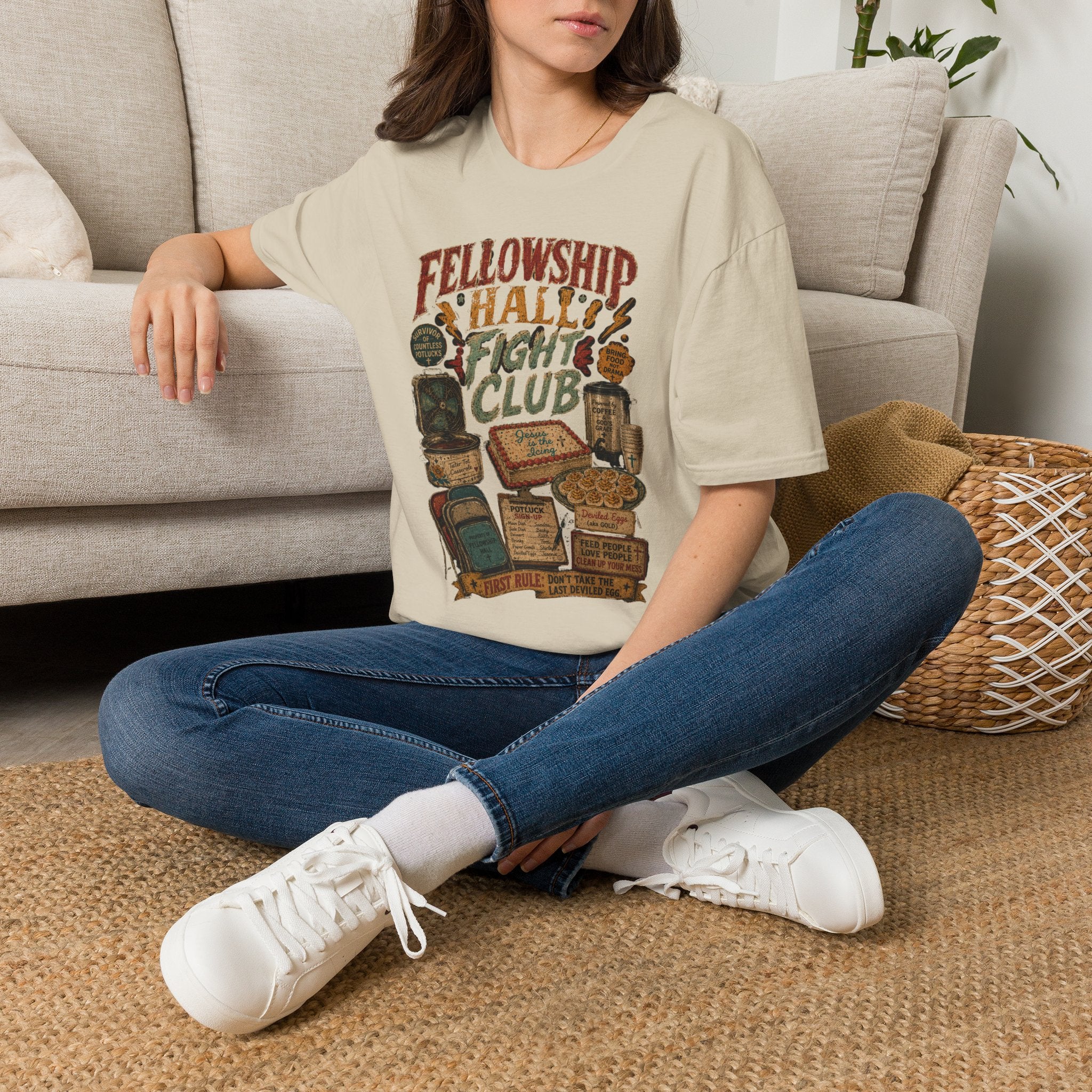 Fellowship Hall Fight Club T-Shirt — Vintage Church Game Night Tee