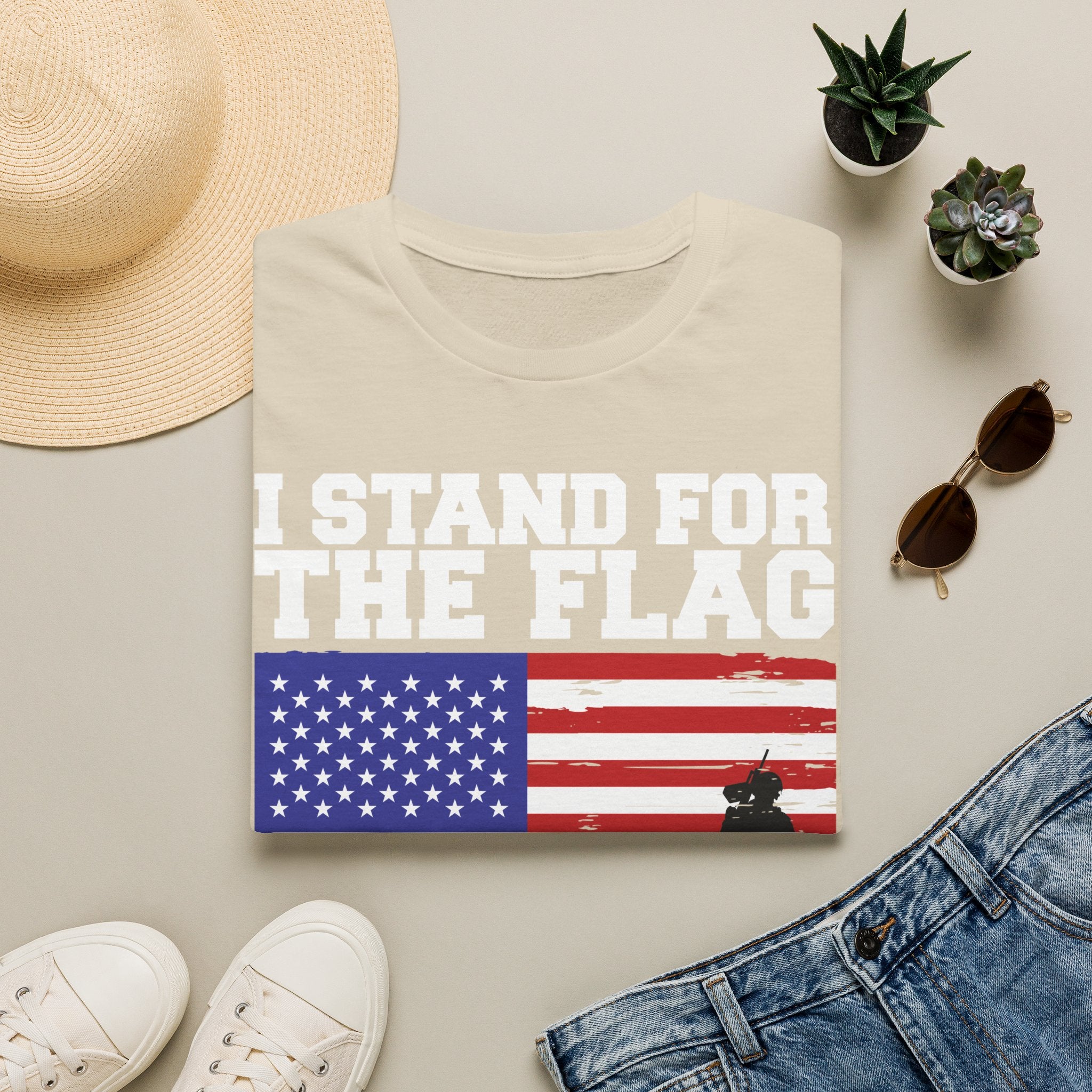 I Stand for the Flag & Kneel for the Cross T-Shirt — Patriotic American Flag Tee
