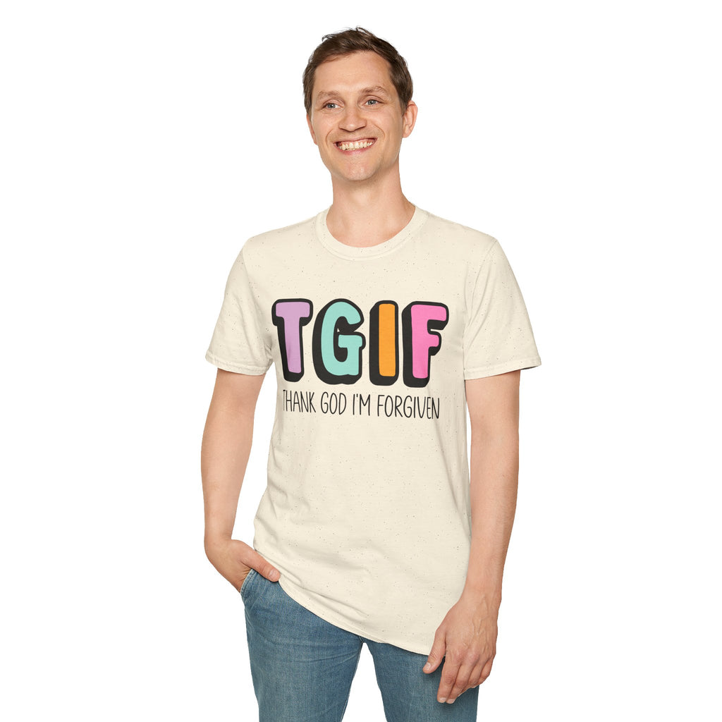 TGIF "Thank God I’m Forgiven" T-Shirt — Colorful Christian Faith Tee