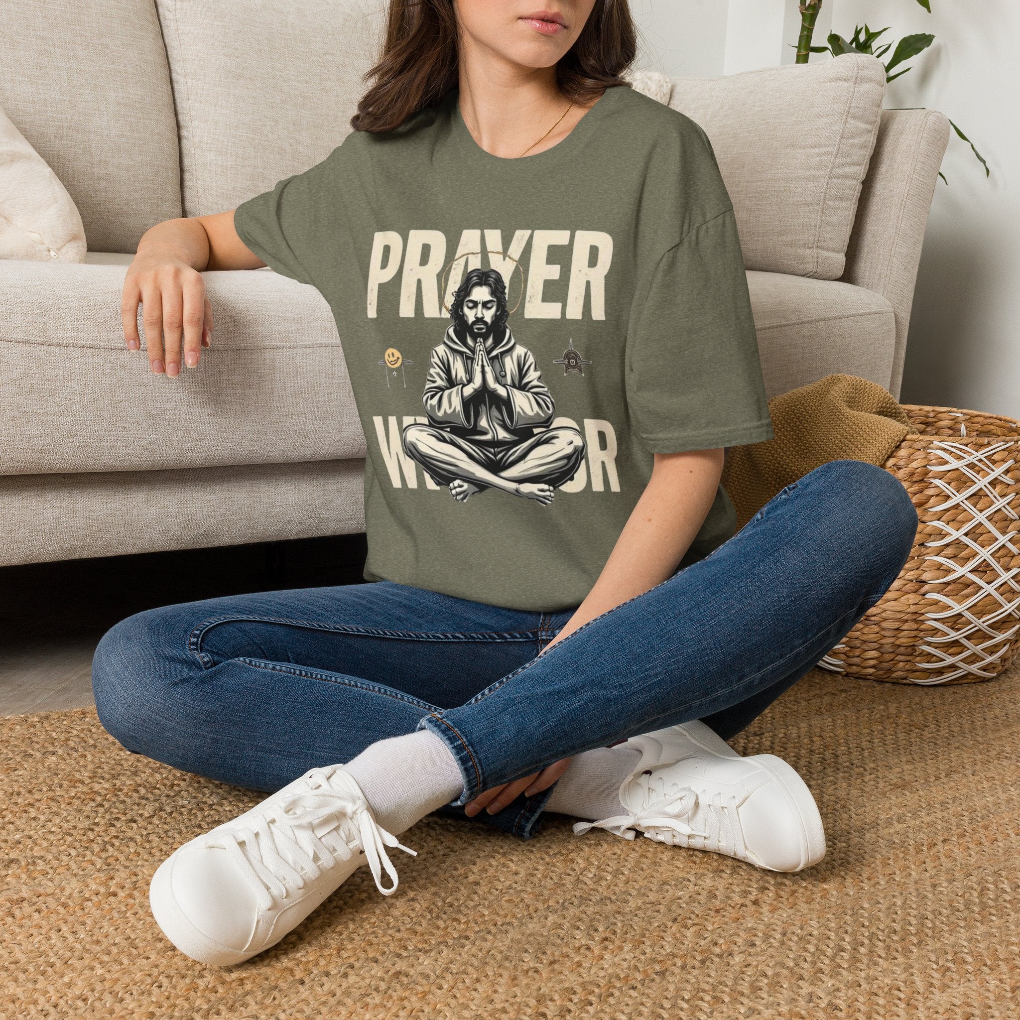 Prayer Warrior T-Shirt — Meditative Jesus Graphic Tee