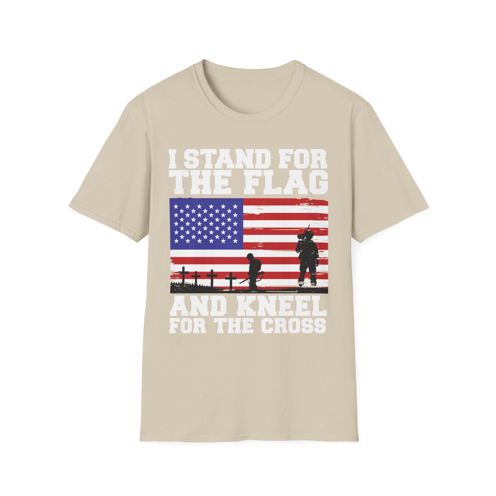 I Stand for the Flag & Kneel for the Cross T-Shirt — Patriotic American Flag Tee