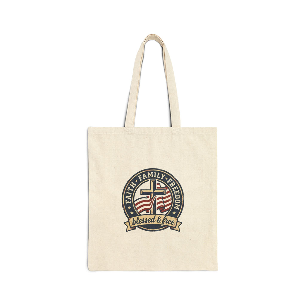 Faith • Family • Freedom tote | patriotic faith-based vintage Americana, July 4th