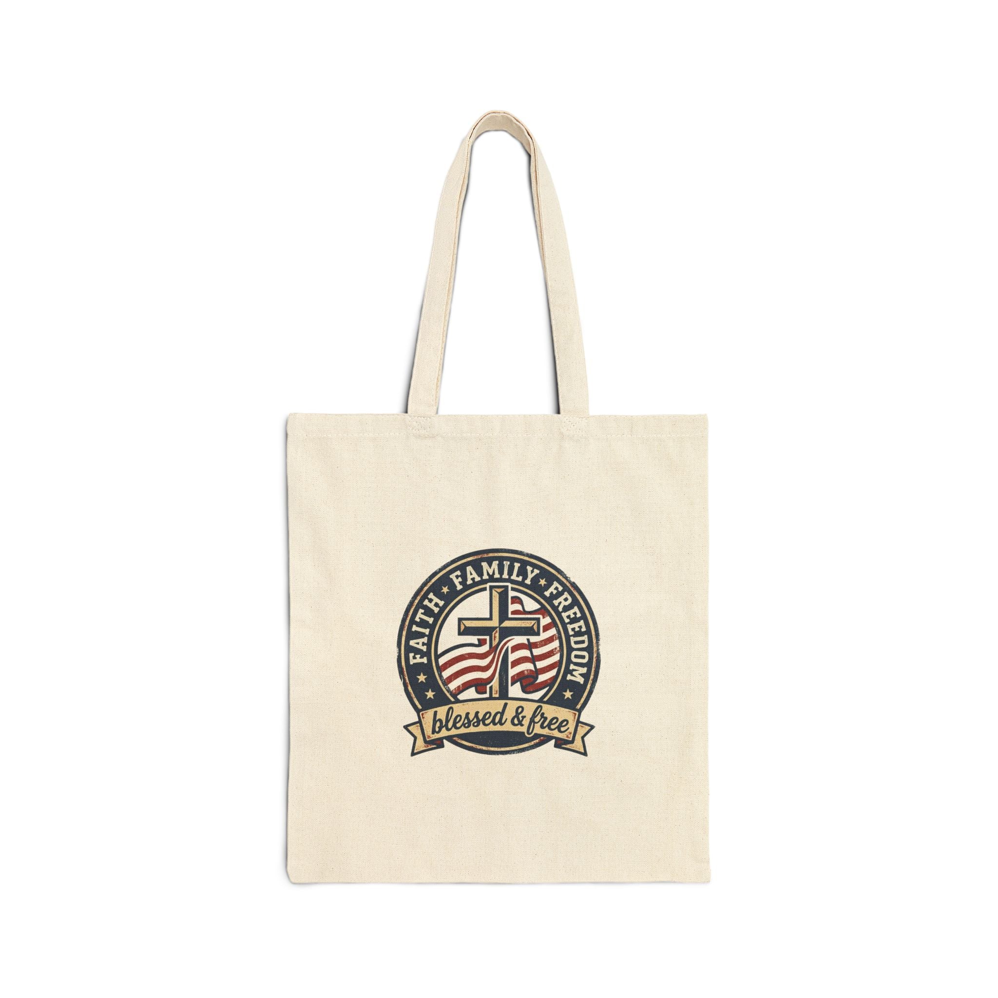 Faith • Family • Freedom tote | patriotic faith-based vintage Americana, July 4th