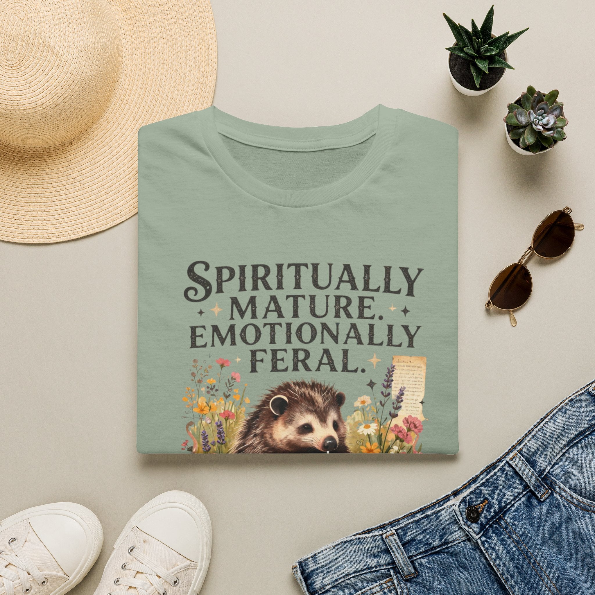 "Spiritually Mature, Emotionally Feral" Hedgehog Graphic Tee