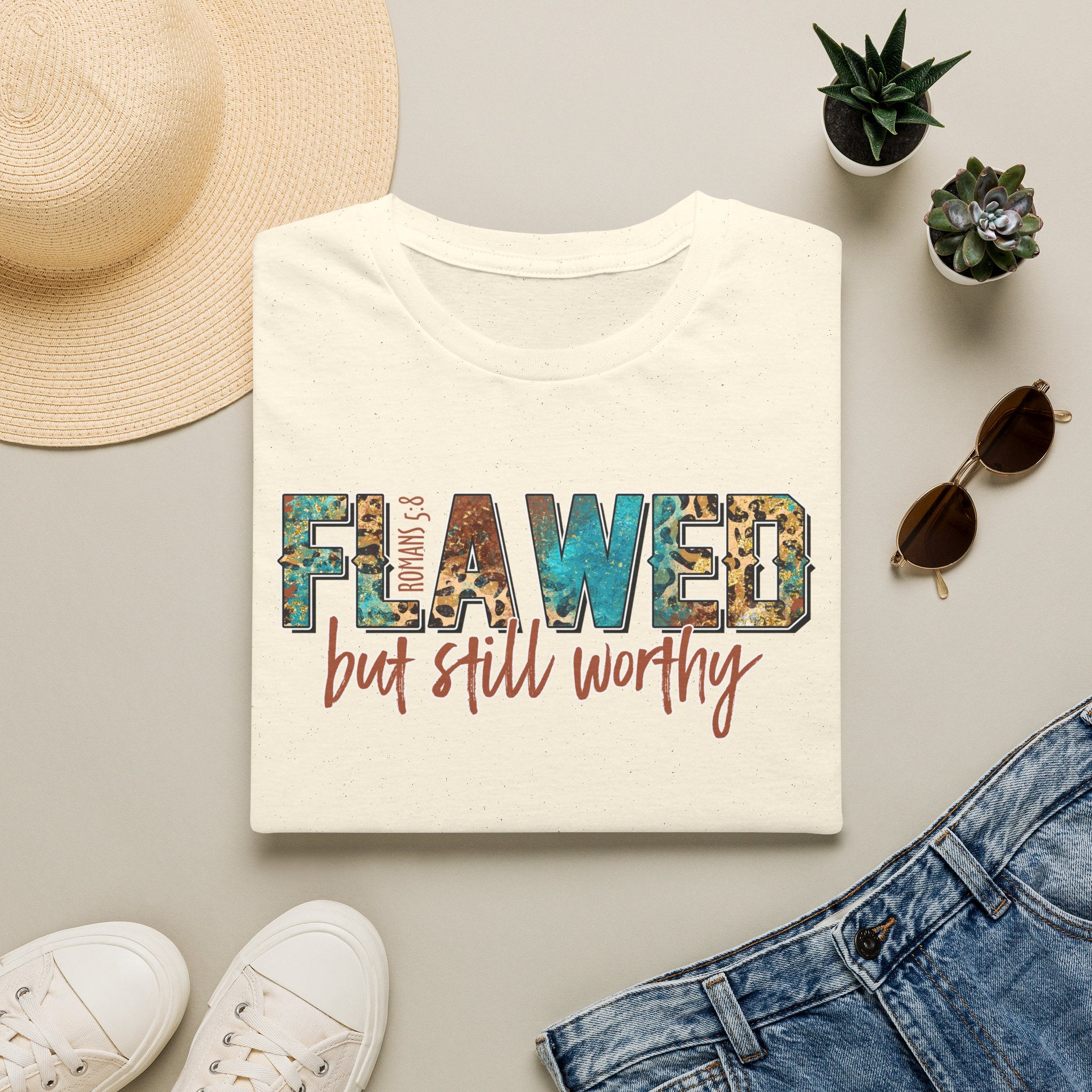 Flawed But Still Worthy T-Shirt – Inspirational Graphic Tee
