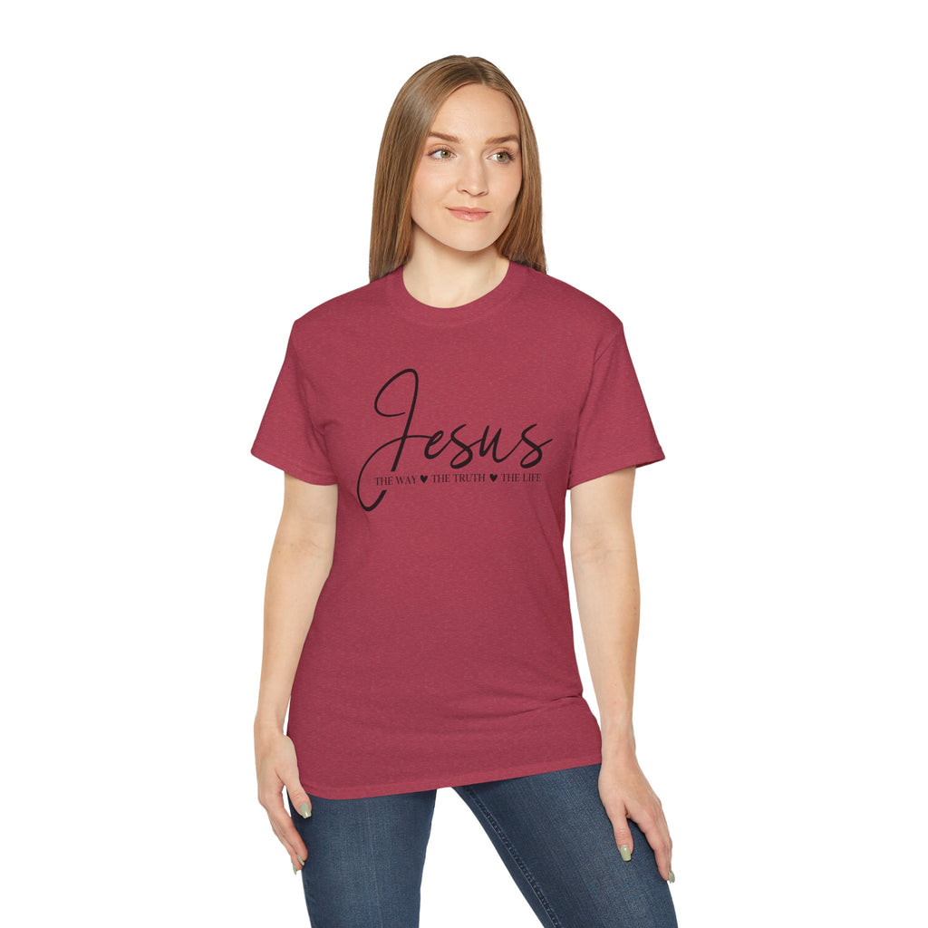 Jesus Script Tee — "Jesus: The Way The Truth The Life" Christian Faith T-Shirt