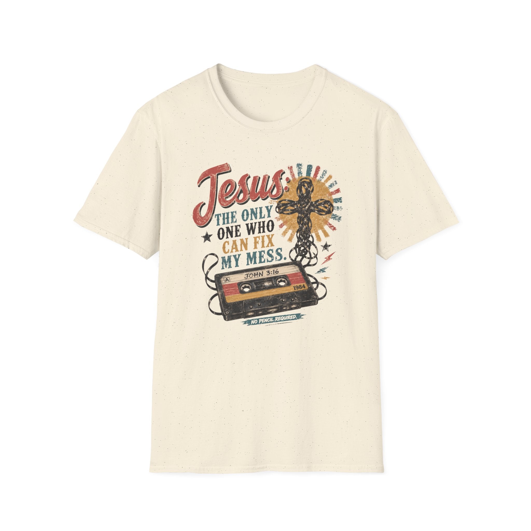 Jesus Can Fix My Mess T-Shirt — Retro Cassette Christian Tee