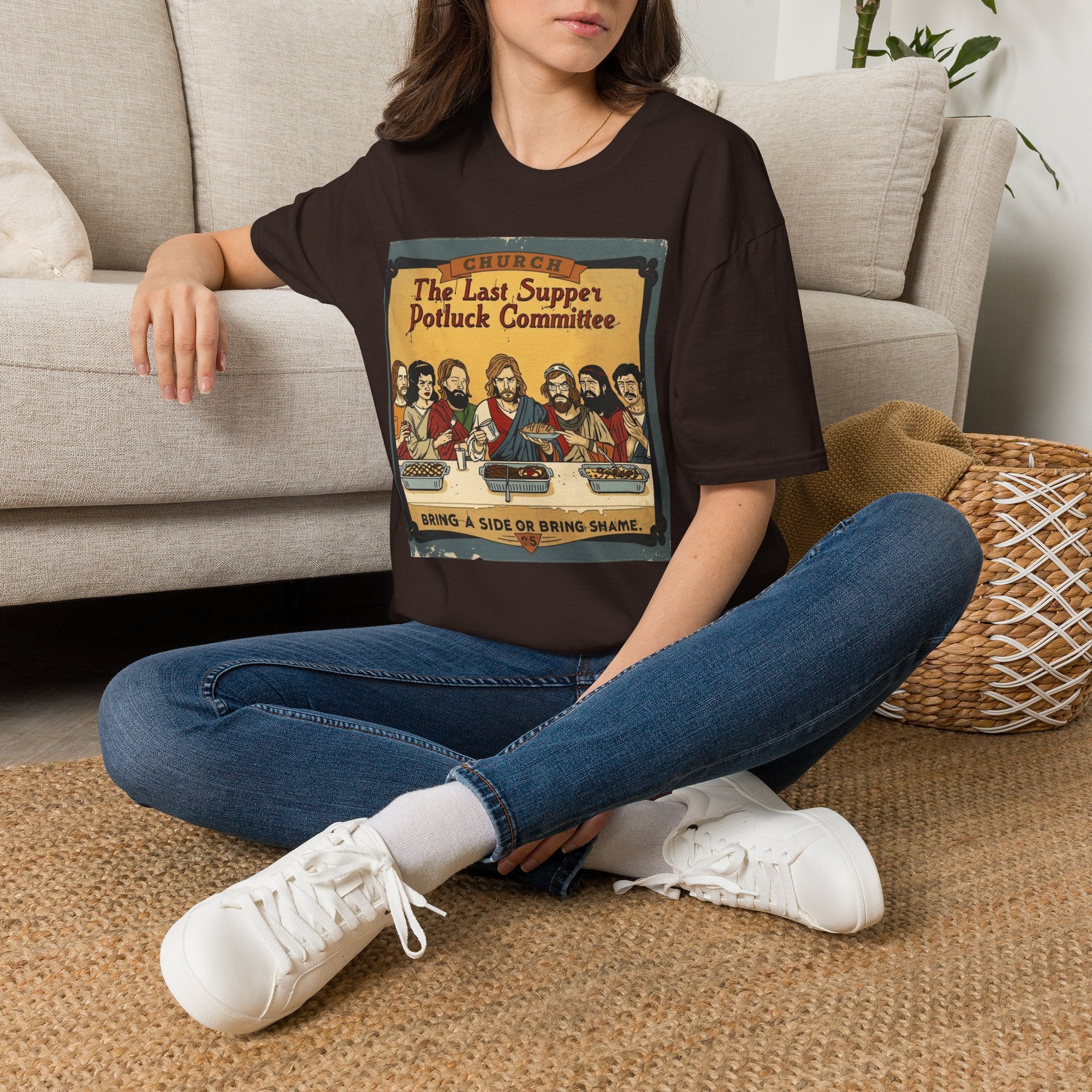The Last Supper Potluck Committee Tee – “Bring a Side or Bring Shame” Graphic T-Shirt
