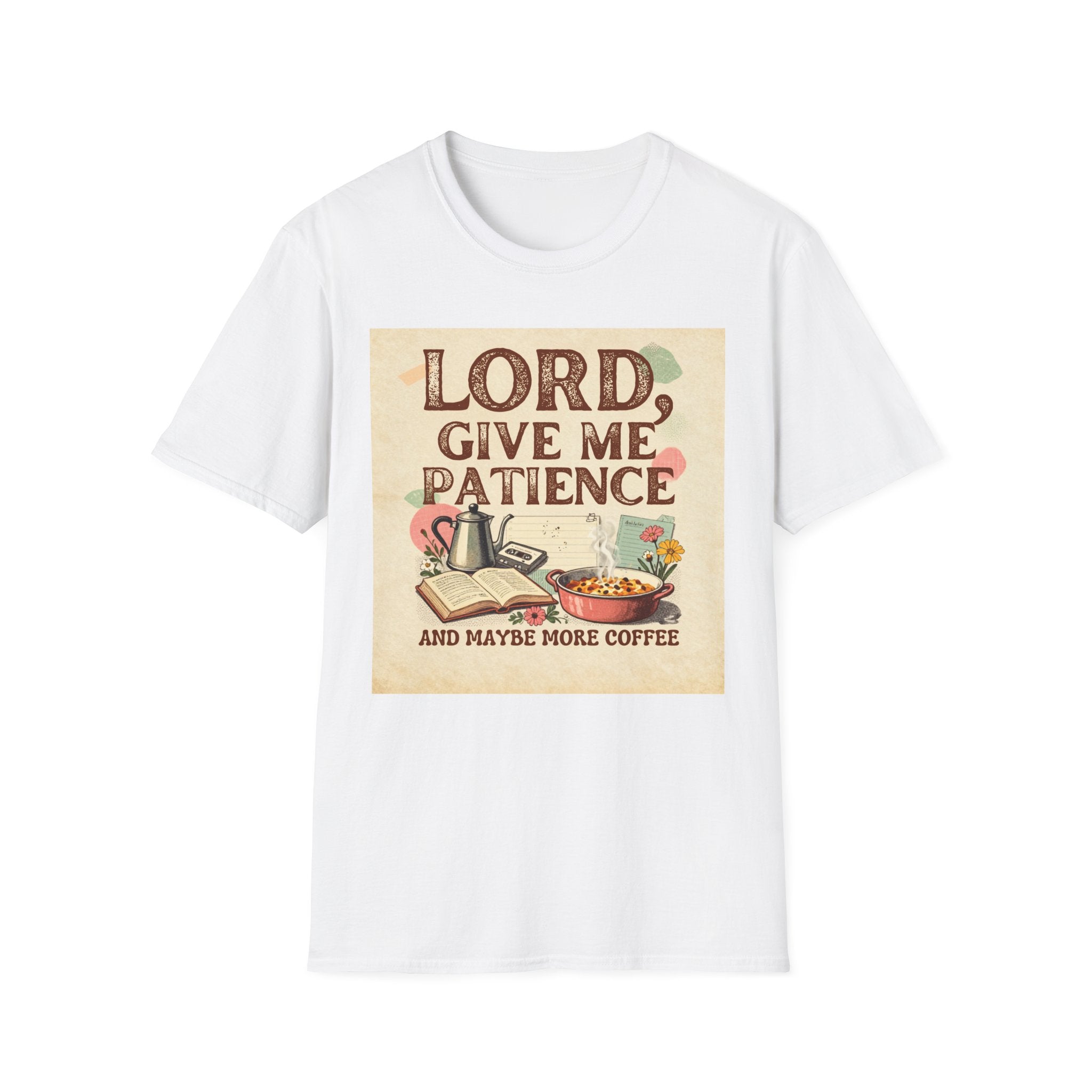 T-Shirt — “Lord, Give Me Patience (And Maybe More Coffee)” Vintage Coffee Tee