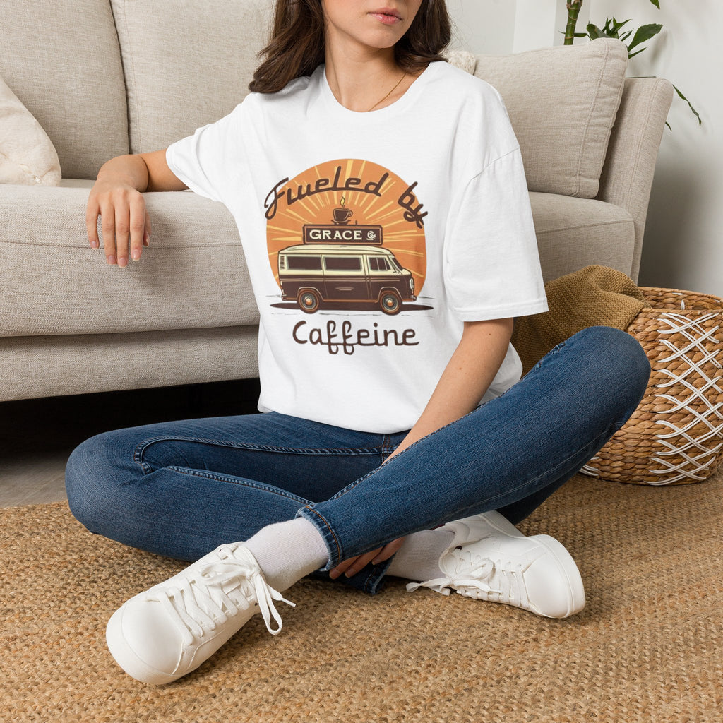 Fueled by Grace & Caffeine Van T-Shirt — Retro Coffee Roadtrip Tee