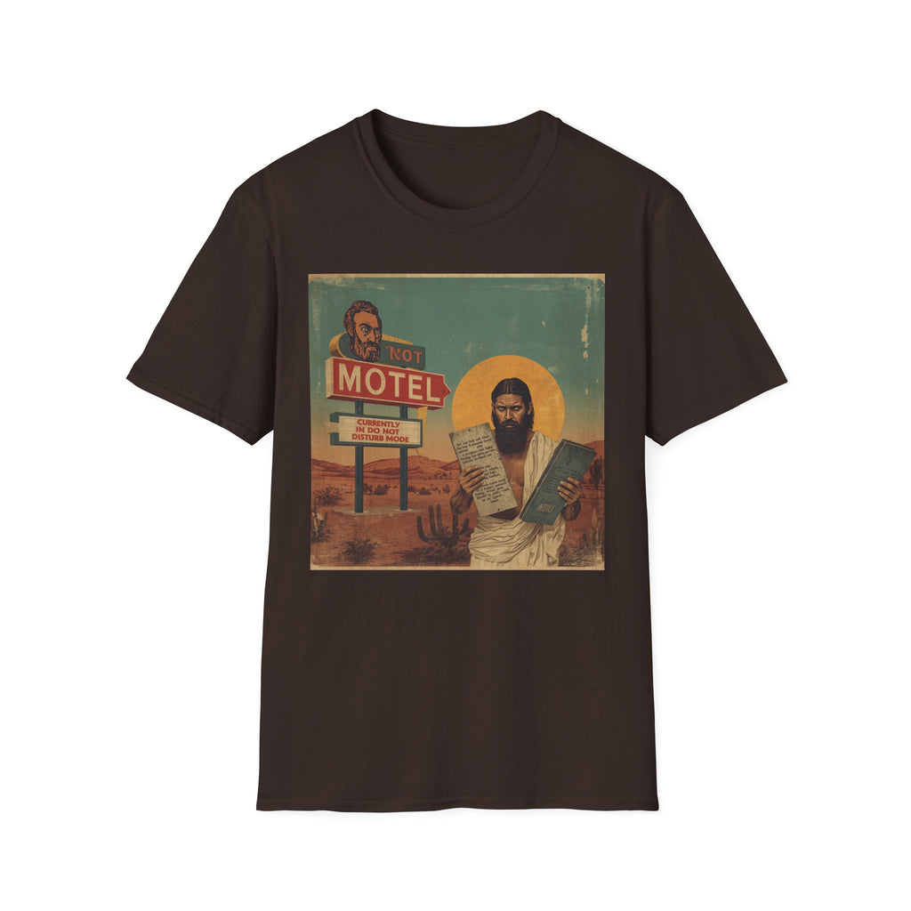 Desert Motel Graphic T‑Shirt — Vintage Roadside Jesus Art Tee
