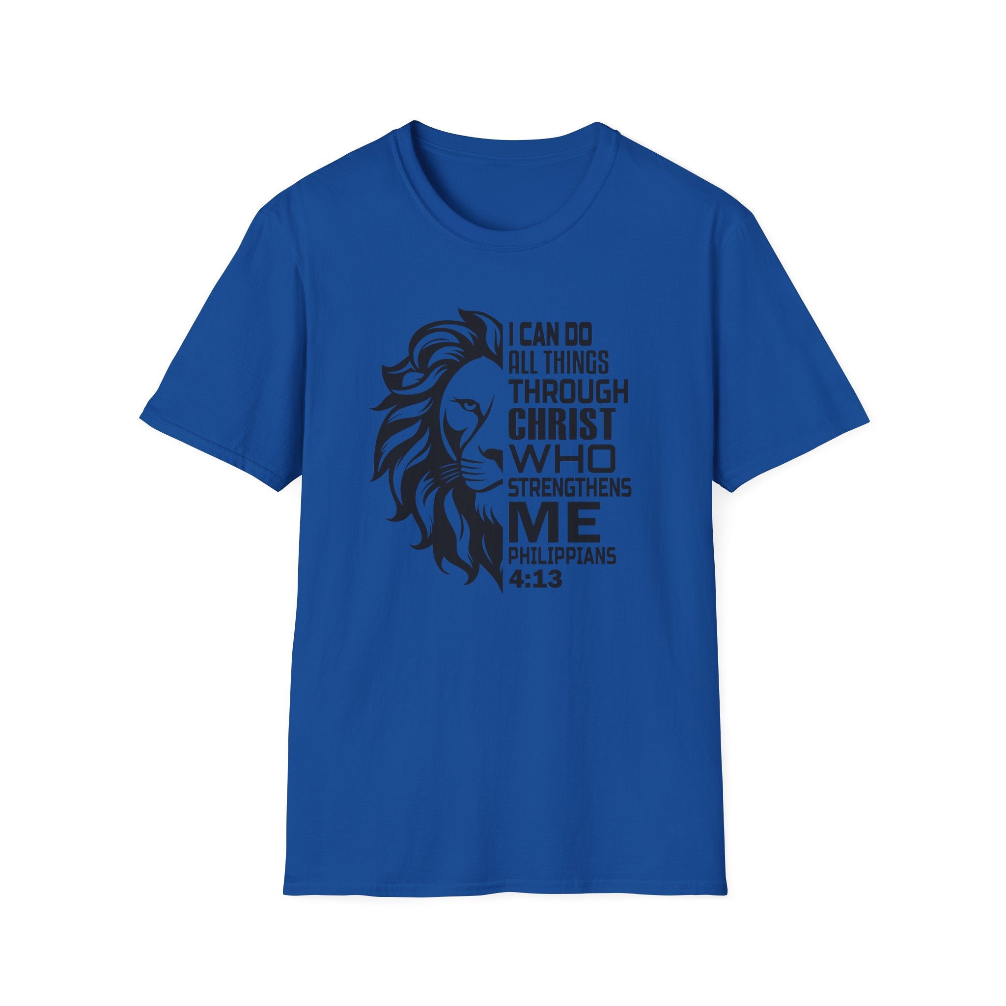 Philippians 4:13 Lion T-Shirt – "I Can Do All Things Through Christ" Christian Tee