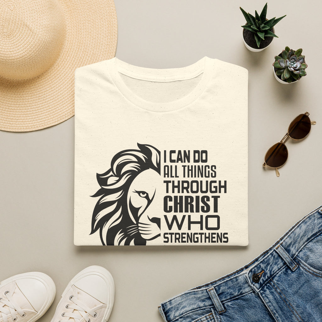 Philippians 4:13 Lion T-Shirt – "I Can Do All Things Through Christ" Christian Tee