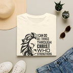 Philippians 4:13 Lion T-Shirt – "I Can Do All Things Through Christ" Christian Tee